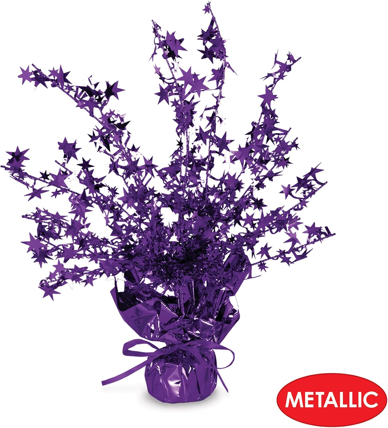 Beistle Star Gleam ‘N Burst Centerpiece, 2-Piece Purple Metallic Table Display for Birthday Parties, Celebrations, Mardi Gras, and Sports Team Decorations, 15” image 3
