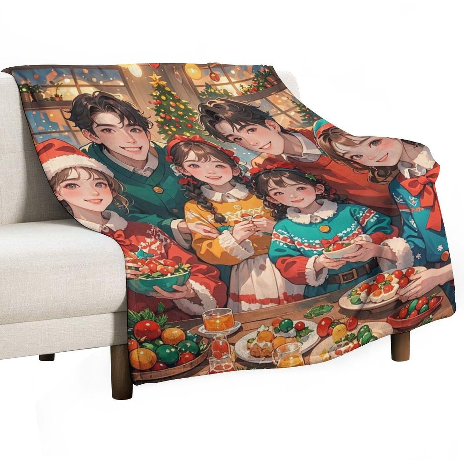 Couverture flanelle lit et canapé grand plaid de Noël léger lavable pour toute la famille