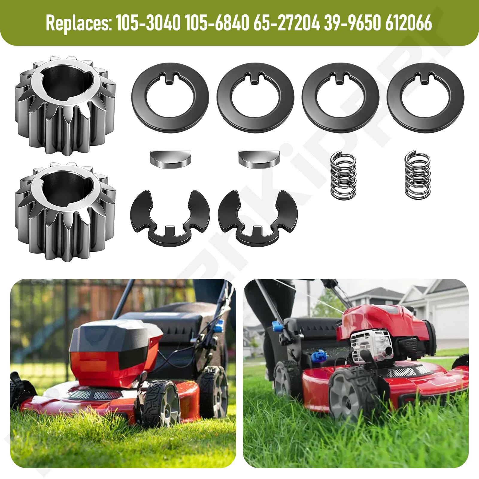 105-3040 - Kit de engranajes de rueda trasera recicladora (15 dientes) para cortacésped recicladora Toro de 22 pulgadas, sustituye a 105-6840 65-27204 39-9650 612066