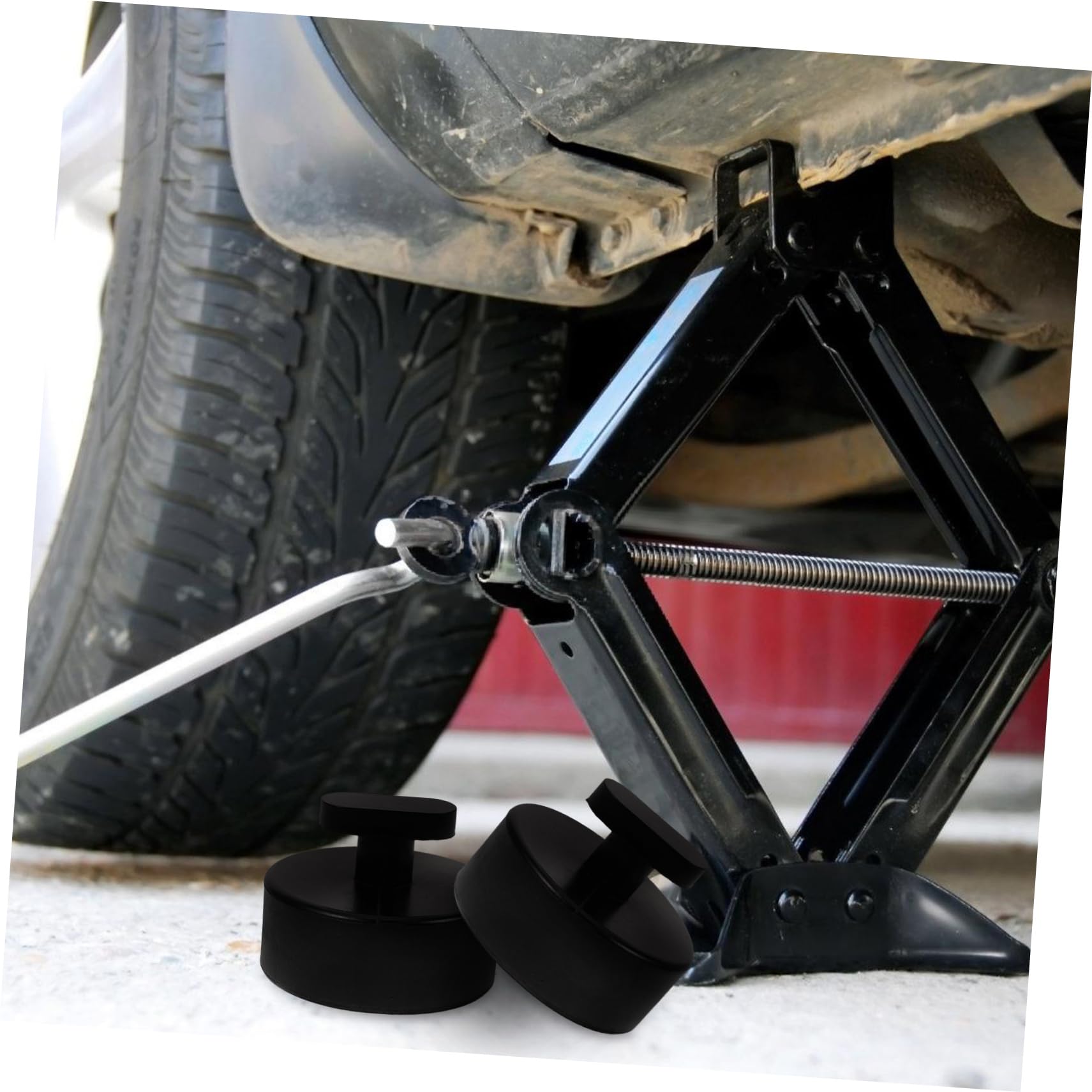 4 Set Blocco Di Gomma Martinetto Di Sollevamento Pavimento Jack Pad Tampone Pastiglie Ascensore Per Auto Accessori Per Camion Nero Gomma Da Cancellare 4 Pezzi*4