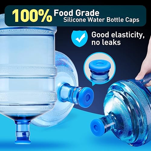 Miniatura 5 de Tapa reutilizable para jarra de agua de 3 y 5 galones, tapas de botellas de agua para botellas de 2.165 in, tapas de silicona antiderrames para