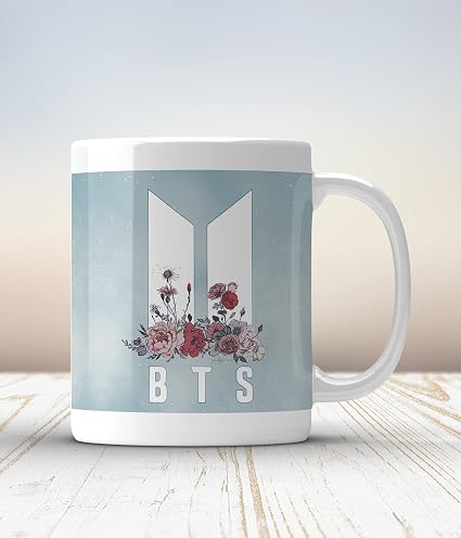 GIFT BOX BTS Bangtan Boys Vogue Printed Microwave Safe White Ceramic Coffee Mug (350 ml) Design 3