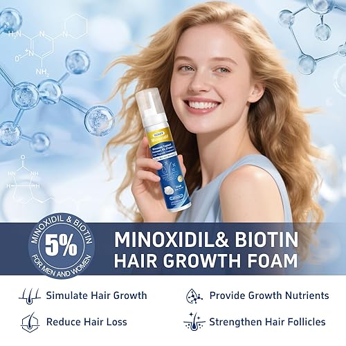 Miniatura 2 de Espuma tópica de minoxidil al 5 %, minoxidil para hombres y mujeres, impregnada con biotina, tratamiento para el crecimiento del cabello, apoya el