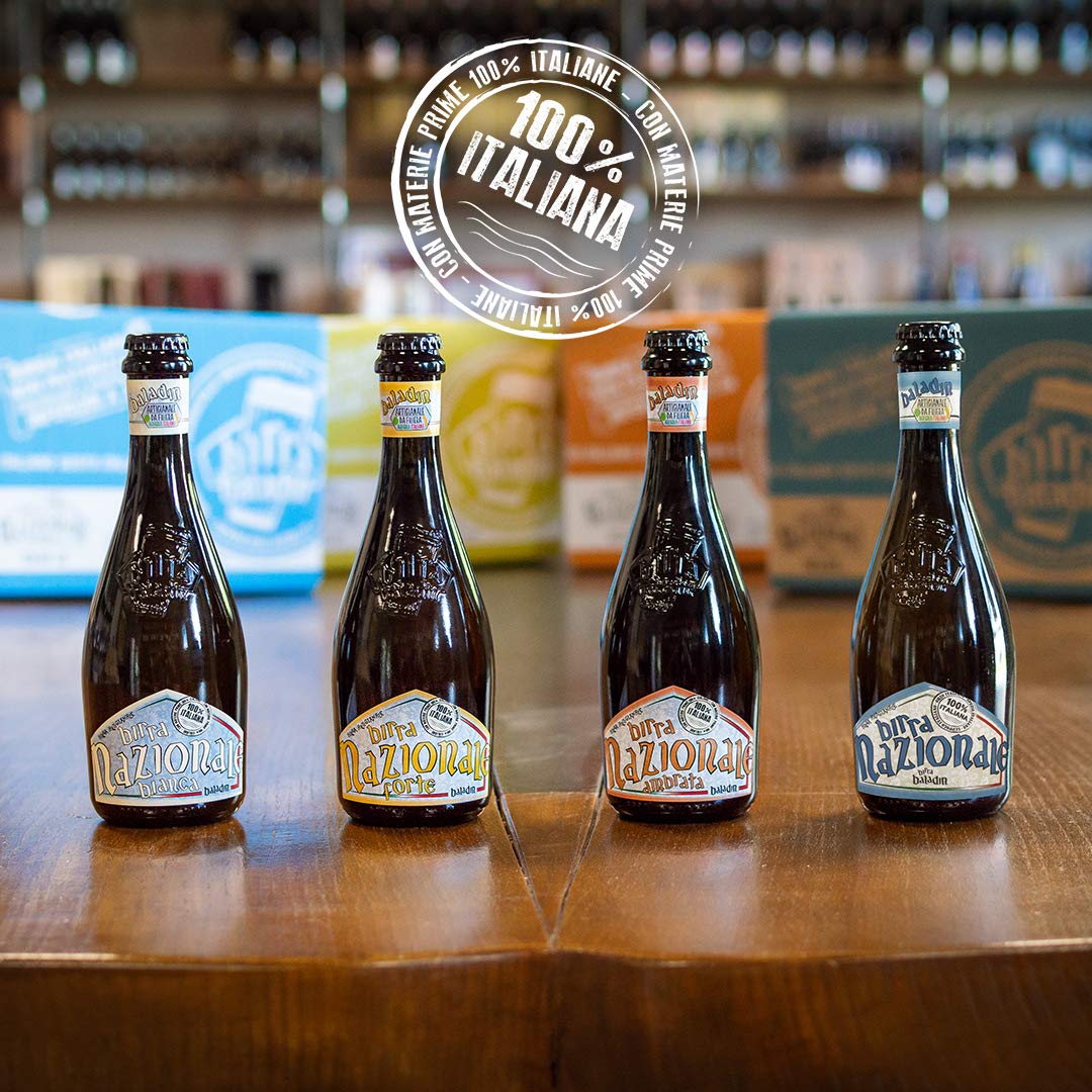 Baladin - Box Birra Nazionale Misto - Birra Artigianale 100% Italiana - Mix: 3 Blonde Ale, 3 Blanche (di frumento), 3 Pale Ale, 3 IPA ambrata - Non Pastorizzata - 12 bottiglie x 33cl