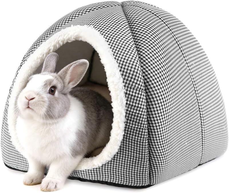 Cama Toca 2 em 1 para Coelhos Grandes, com Interior Macio e Almofada Removível Tierecare
