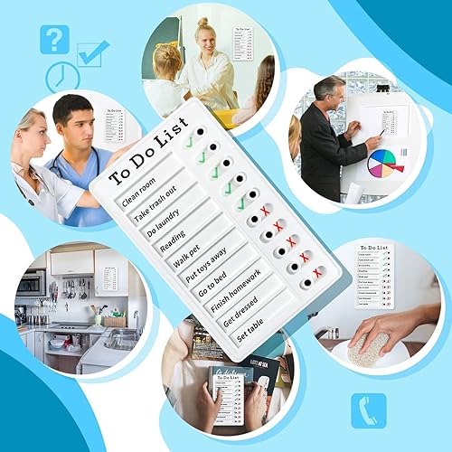 Miniatura 2 de Tabla de tareas de 4 piezas para niños, varios niños, lista de tareas reutilizables con cartulina desmontable, tabla de rutina deslizante, horario