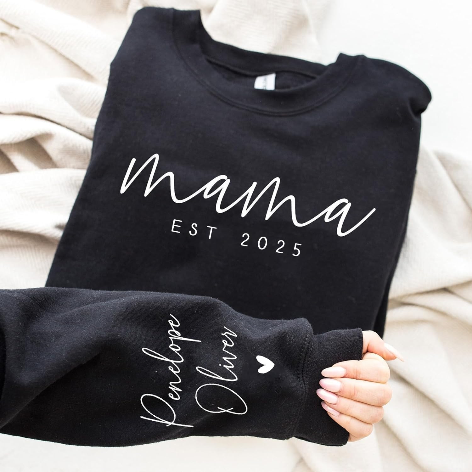 DILYPOD Personalized Mama Crewneck Sweatshirt, Custom Mama Sweatshirt with Kids Name, Gift For Mothers Day Christmas Shirt - Image 3
