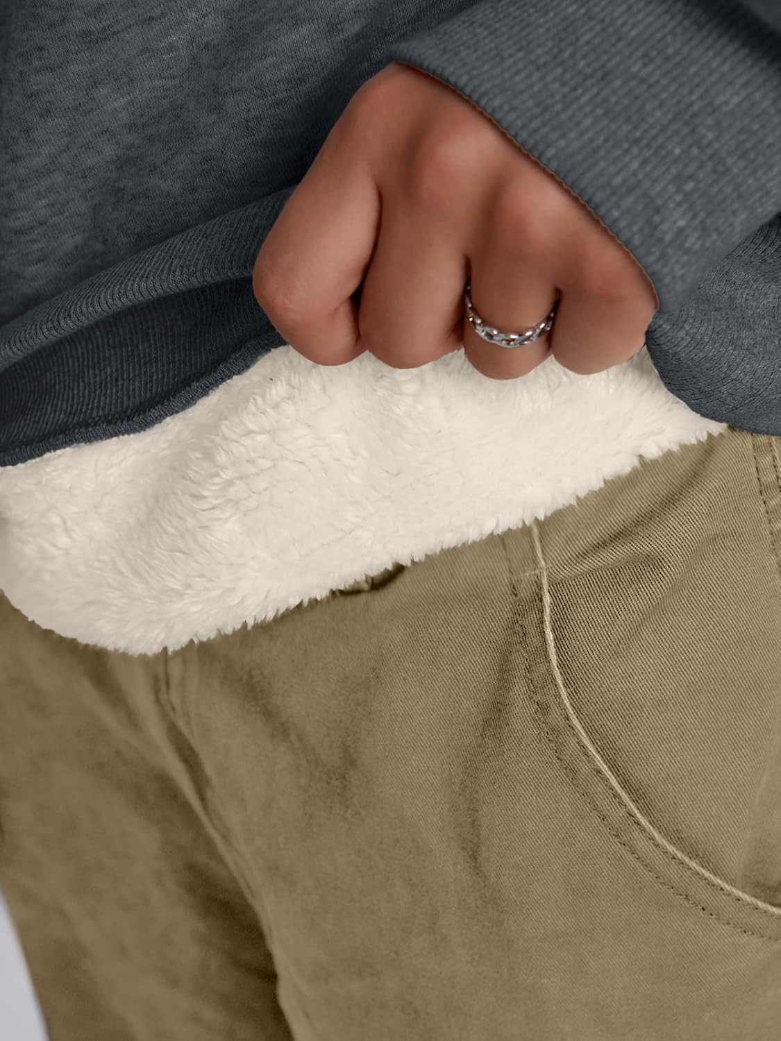 Trendy Queen Fleece Sherpa Lined Sweatshirts for Women 2025 Fall Fashion Winter Crewneck Pullover Hoodies Outfits Clothes - Image 5