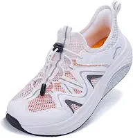Sapatos de caminhada femininos com bico largo, suporte de arco, fascite plantar, ortopédico, tênis de corrida sem cadarço, Branco, cinza, 7.5 Wide