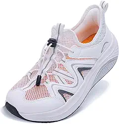 Sapatos de caminhada femininos com bico largo, suporte de arco, fascite plantar, ortopédico, tênis de corrida sem cadarço, Branco, cinza, 7.5 Wide