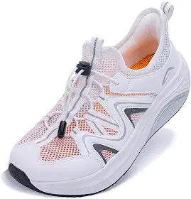 Sapatos de caminhada femininos com bico largo, suporte de arco, fascite plantar, ortopédico, tênis de corrida sem cadarço, Branco, cinza, 7.5 Wide