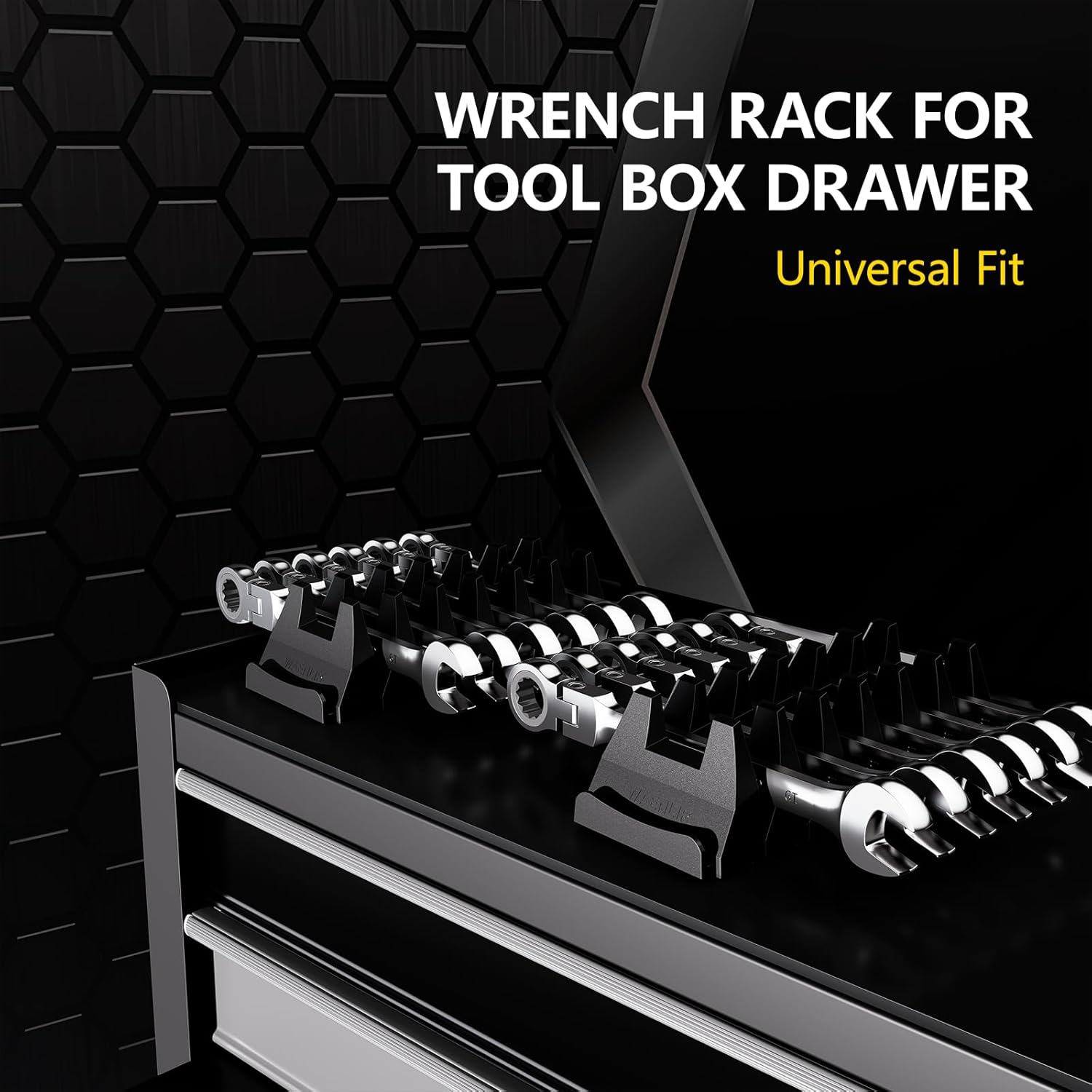 WAENLIR 48PCS Magnetic Modular Wrench Organizer Set-Tool Drawer Storage Rack with Metric&SAE Labels, Wrench Holder with Magnet, Perfect Tool Gift for Men, father, boyfriend, DIYers & Mechanics (Black) - Image 6