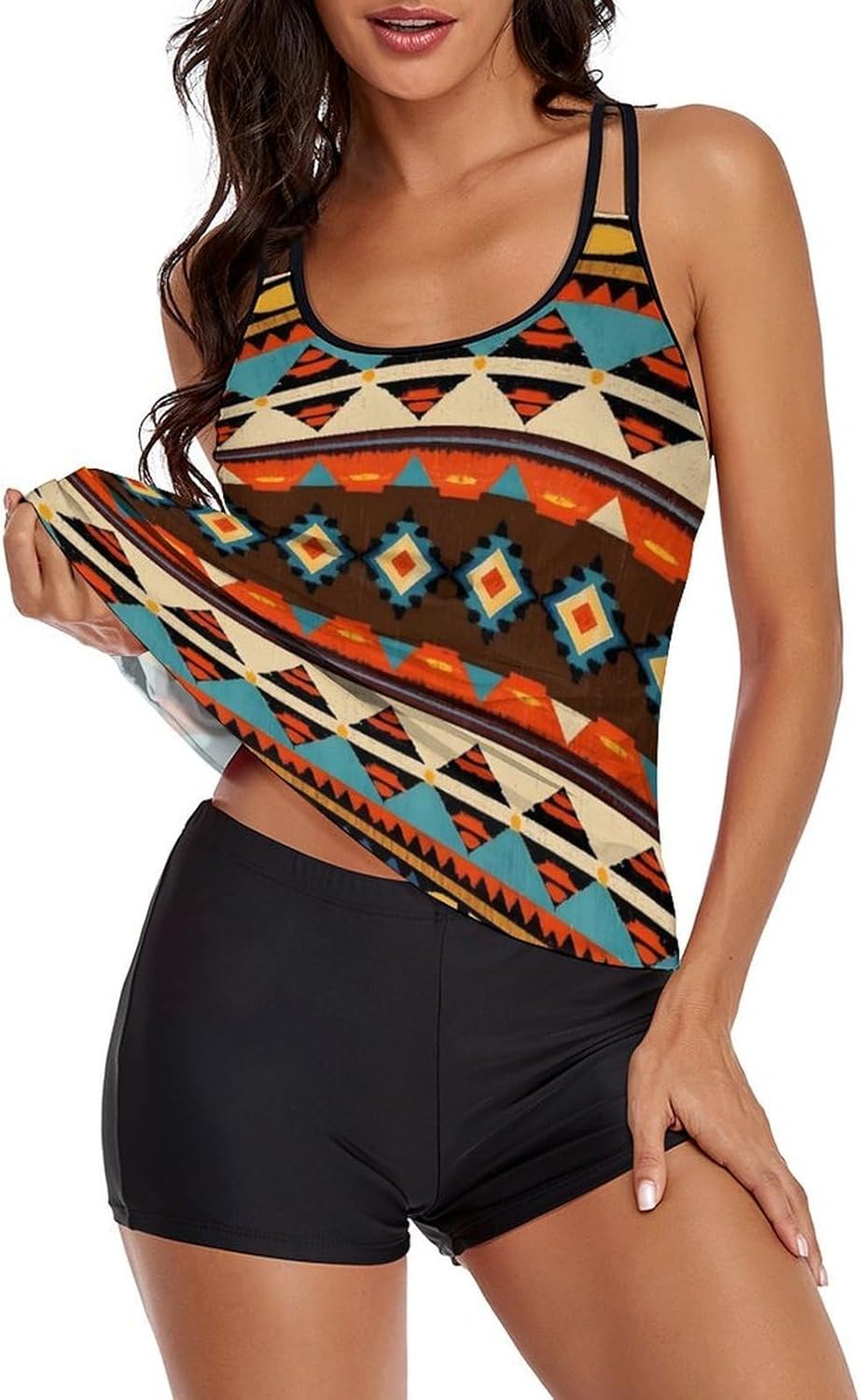 Women's Fashion Tankini Bathing Suits, 2 Piece Tummy Control Swimwear for Beach and Spa