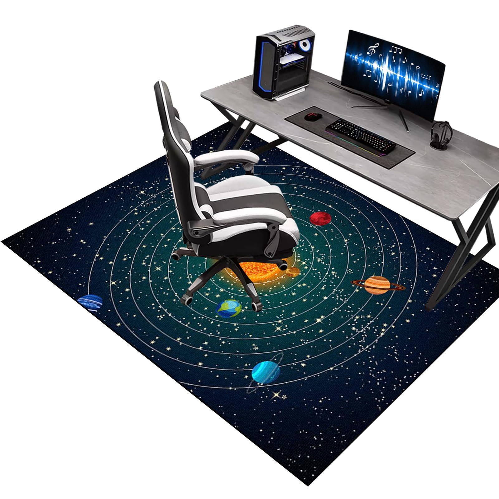 KQIEJUY Computer Gaming Rolling Chair Mat Under Desk Office Rug Floor Mat 140 x 180 cm, Heavy Duty Office Chair Mat for Carpet, Non-Slip Floor Protector Mats for Hardwood Floors