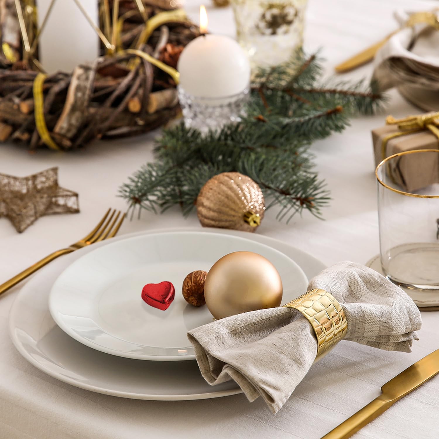 Günthart 150 Stück Rote Schokoladen Herzen mit Nougatfüllung | Nougatcreme Ilexblätter | Give Away | Weihnachten Ilex (1,1 kg) (Packung mit 2)