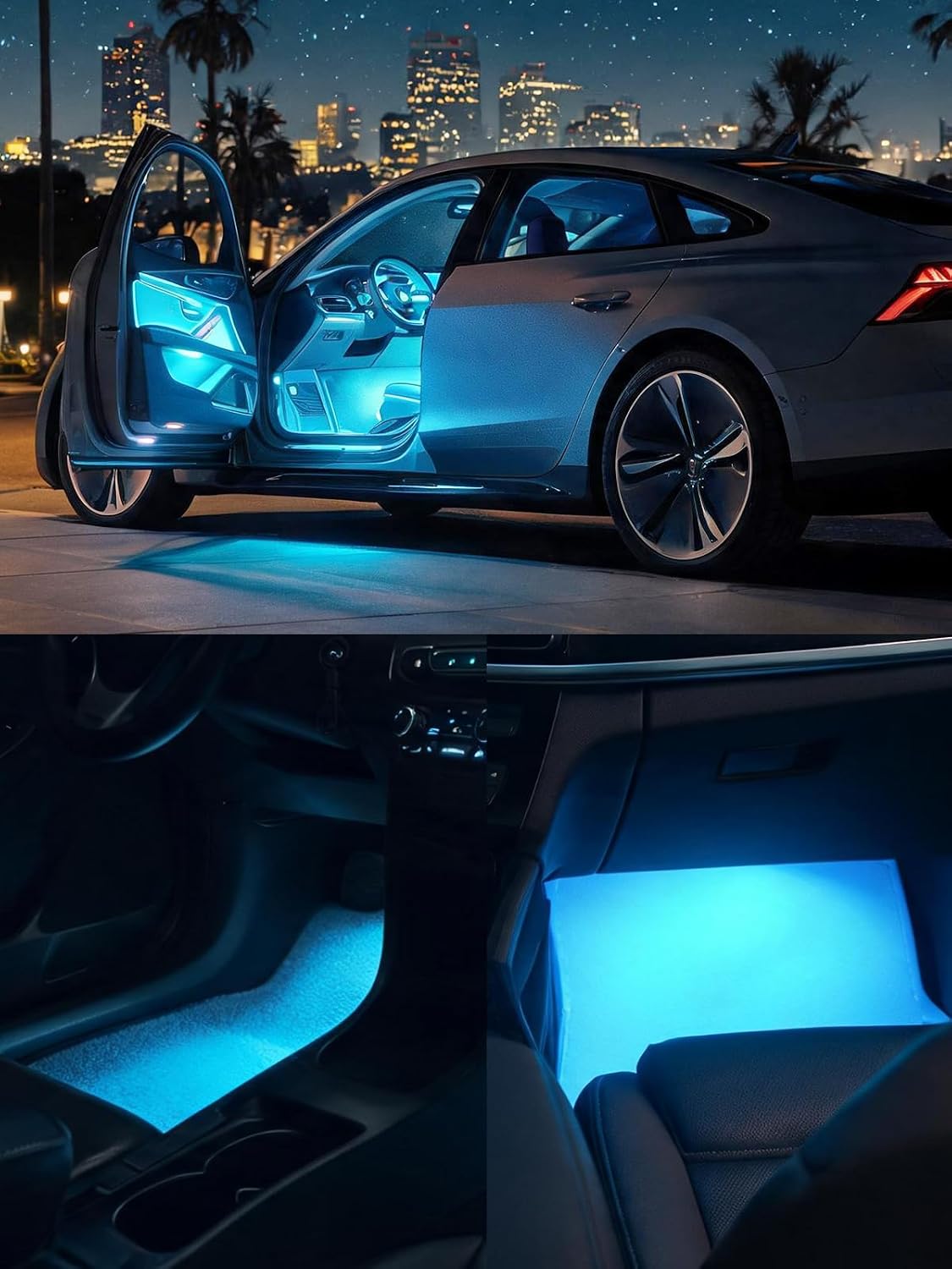 YM E-Bright Ice Blue Underglow LED Strip Lights 4 Pcs 27cm IP67 Waterproof image 4