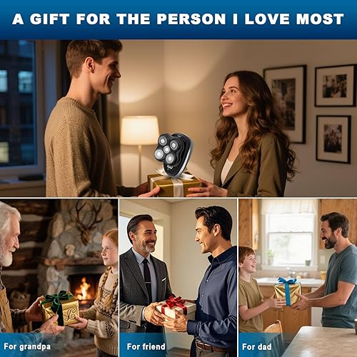 Miniatura 7 de Afeitadoras de cabeza para hombres calvos, afeitadora de cabeza calva húmeda y seca, afeitadora de cabeza recargable con pantalla LED y bloqueo de