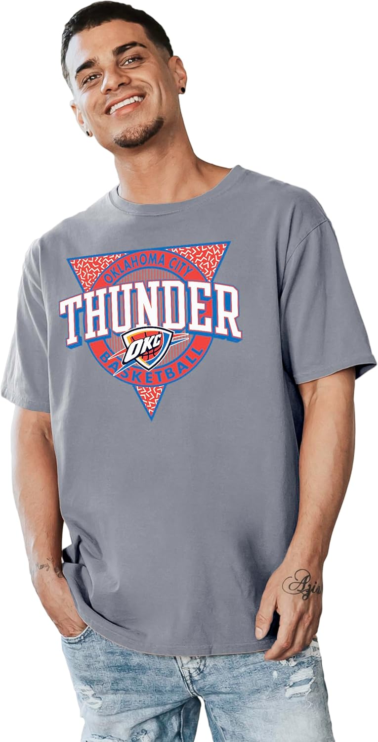 Blue 84 NBA Unisex-Adult NBA Officially Licensed T-Shirt Ringspun Triblock Gray - Image 2