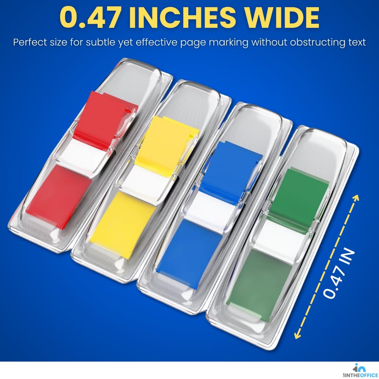 1InTheOffice Sticky Page Marker Tabs – 4 Pack Of 35 Flags Each, Colorful Label Stickers For Books, Planners, Organizing