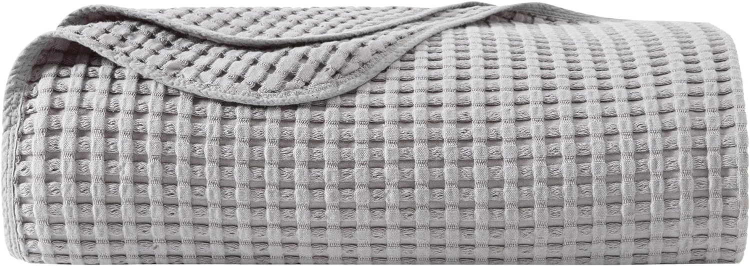 Amorchoice 100% Cotton Blankets - Waffle Weave Blankets for All Seasons, Cozy and Soft Woven Blankets, Lightweight but Warm Blankets (White, Twin (60x80))