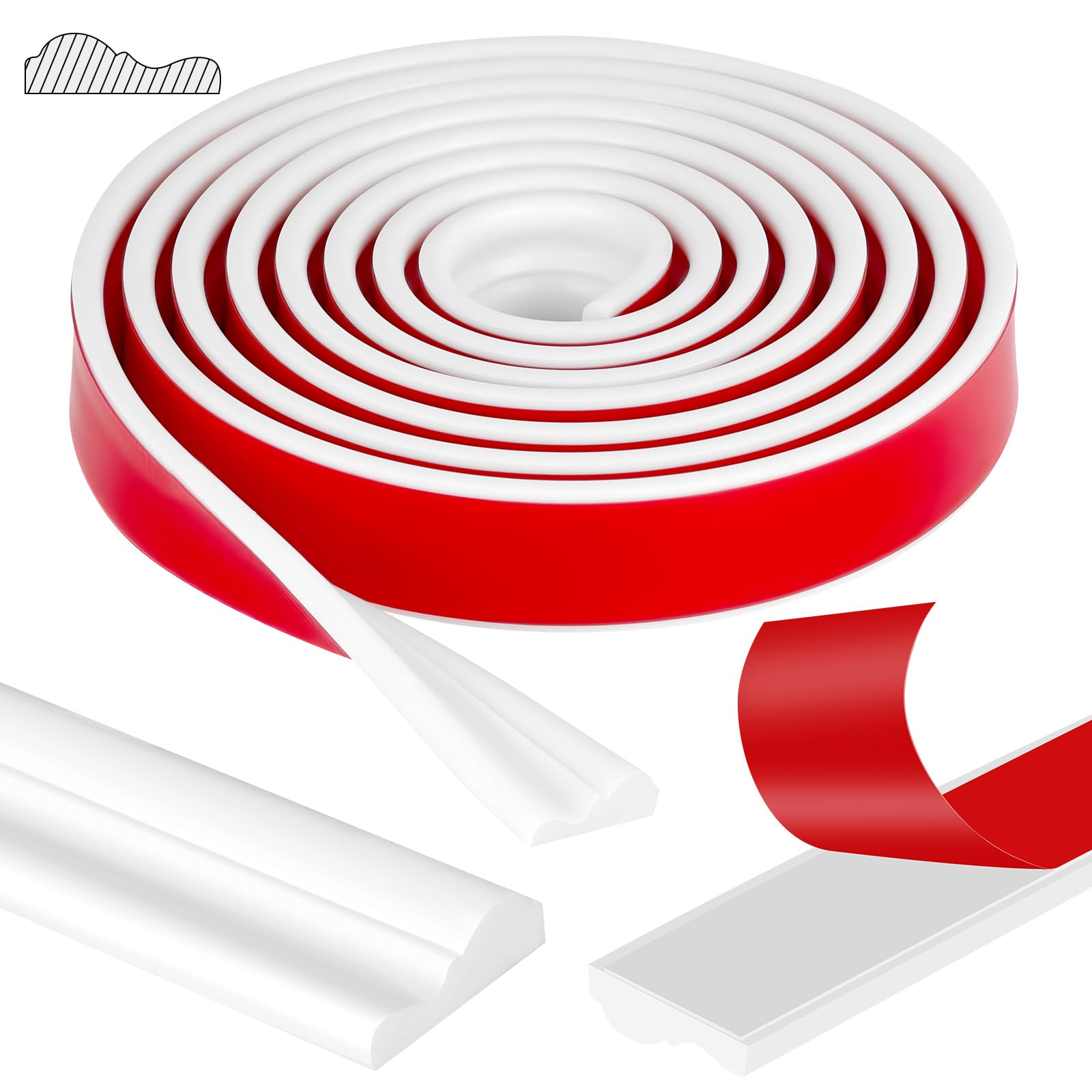 NUTKIT TPE Quadrant Trim, Peel and Stick Wall Moulding Trim Self Adhesive, Flexible Moulding Trim Caulk Strip Beading for Laminate Floor, Wall, Ceiling, Cabinet, Worktop, Tile Edging (White, 3mx32mm)