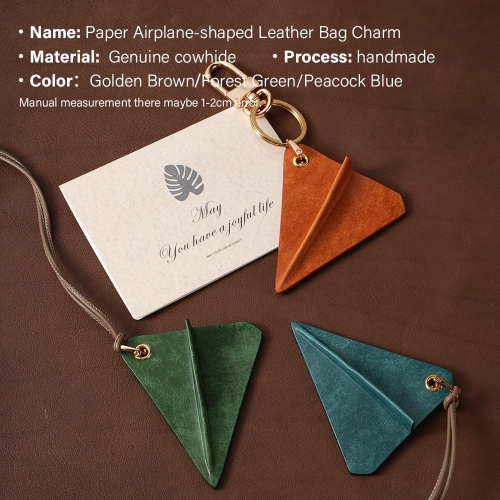 Leather Keychain,Leather Airplane Shaped Bag Pendant,Handbag Accessories,Women's Cute Bag Accessories Gift