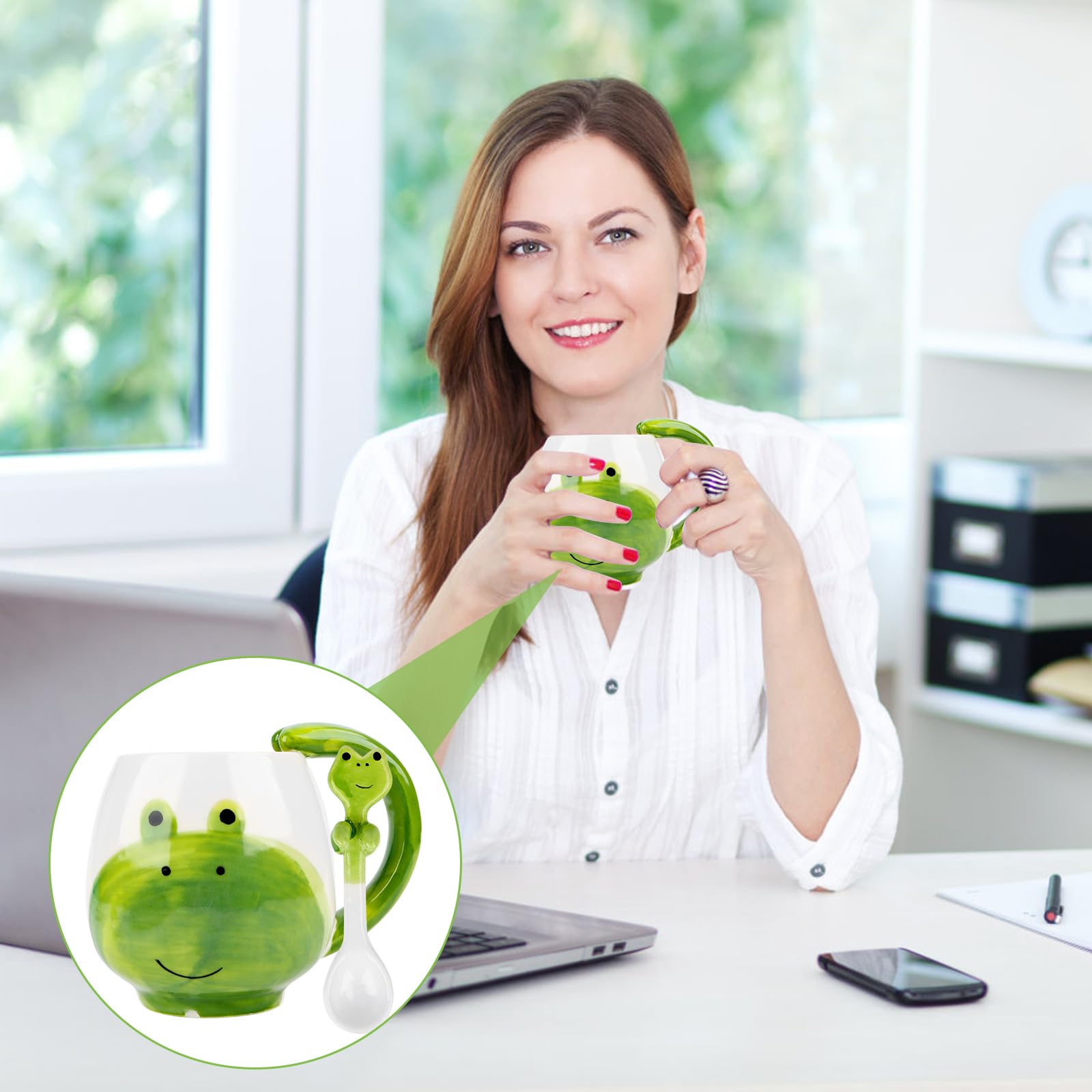 Süße Frosch-Tasse 400 Ml Aus Keramik – Mit Passendem Löffel, Perfekt Für Kaffee, Tee Oder Als Geschenk