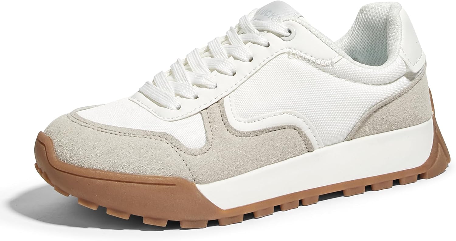 LUCKY STEP Women's Platform Canvas Sneaker Casual Lace-up Stylish Tennis Running Retro Classic Trainers Walking Fashion Sneakers