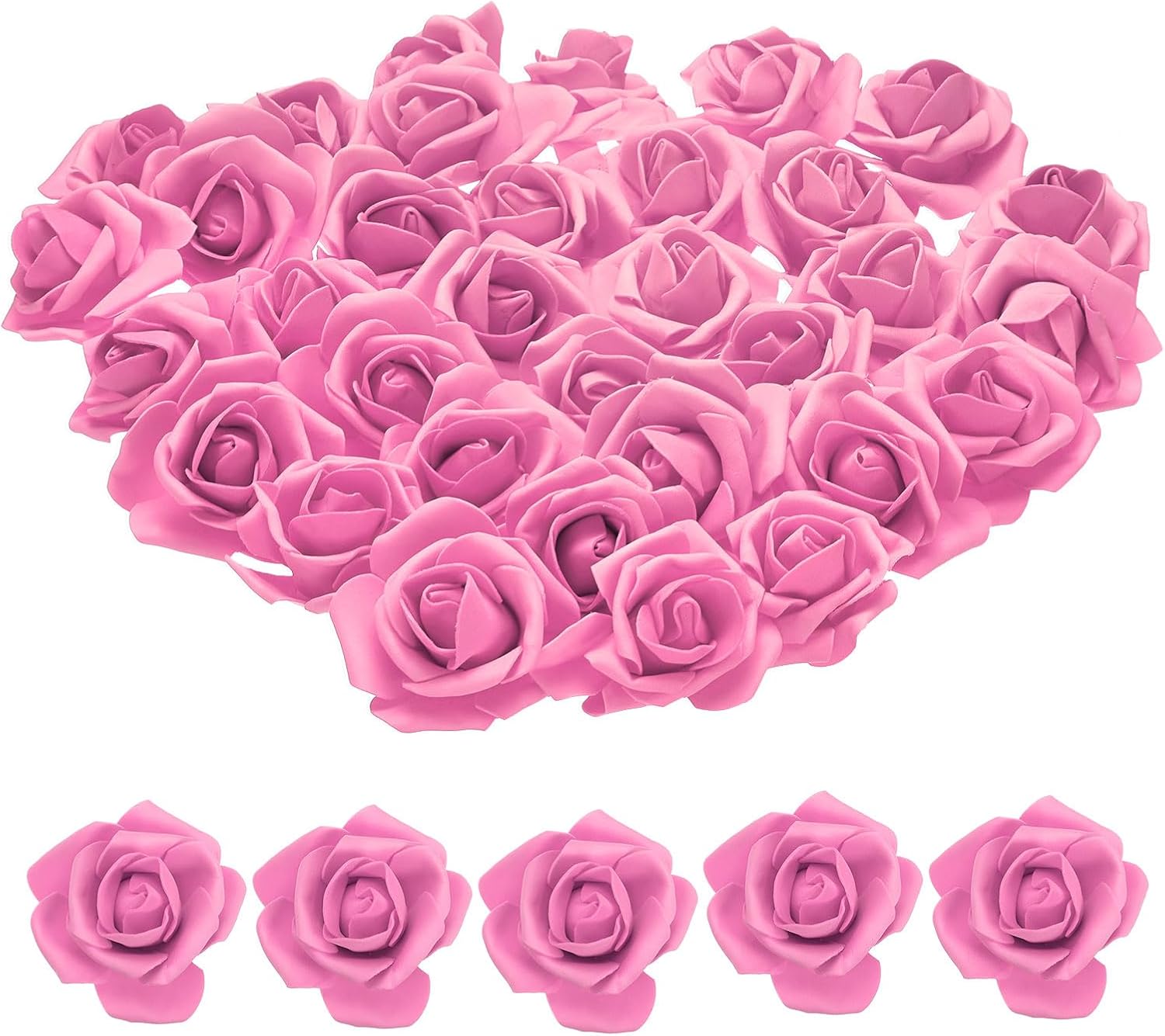 uxcell 100pcs Foam Rose Heads 6-7 cm Artificial Bulk Stemless Foam Fake Roses Flowers for DIY Crafts Accessories, Wedding Bouquets, Home Parties, Home Decorations, White