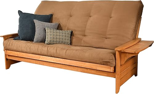 Miniatura 14 de Kodiak Furniture Phoenix - Juego de futón tamaño Queen en acabado de nuez, colchón negro de gamuza Colchón de gamuza negra,Colchón de gamuza azul