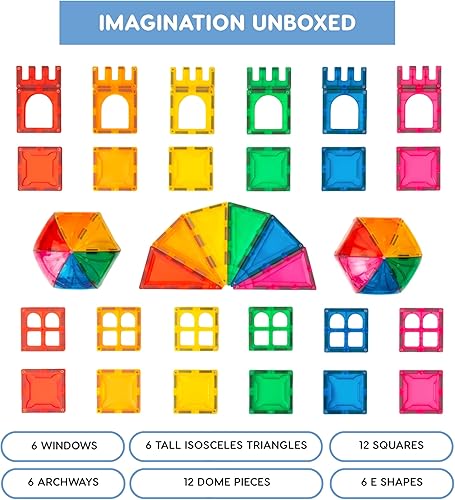 Miniatura 5 de Magnetic Building Tiles, 48 Piece Architectural Dome Set for Boys Girls Kids, Educational Creative Learning Activity Building Block Toddler Toys,