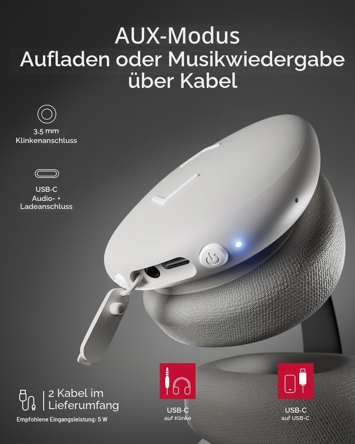 JAZ Pure Wave – Wireless Gaming On-Ear Kopfhörer, Niedrige Latenz, 3,5-mm-Klinkenanschluss, Mikrofon und Steuerung, Lade- und AUX-Kabel inklusive, für Smartphone, Tablet, Laptop, 50 Stunden
