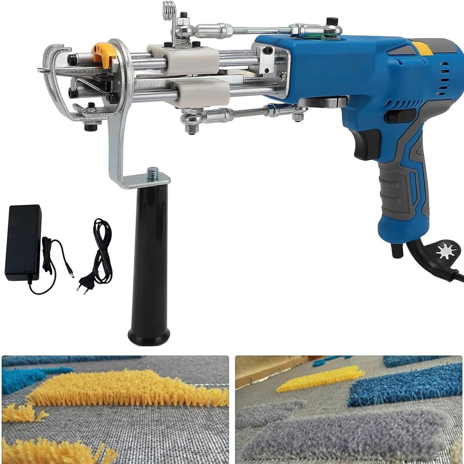 Rug Tufting Kit with Carpet Trimmer, 2 in 1 Cut & Loop Pile Tufting Gun, 1000-6000 RPM Adjustable Speed, LED Work Light, Complete Rug Making Starter Kit for Beginners(with Trimmer)