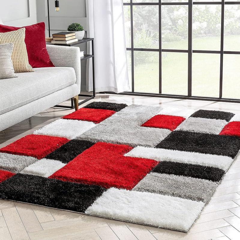 Image of TRANQUIL Polyester Fluffy Fur Rug Shaggy Modern Carpet for Living Room, Bedroom, Guest Room, Kids Room (6x9 Feet, Multi 02)