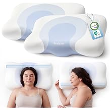 Bedsure Cervical Neck Pillow Set of 2 - Memory Foam Pillows for Ergonomic Orthopedic Support Pillow for Neck Pain Relief, Contour Pillow for Side & Back Sleepers