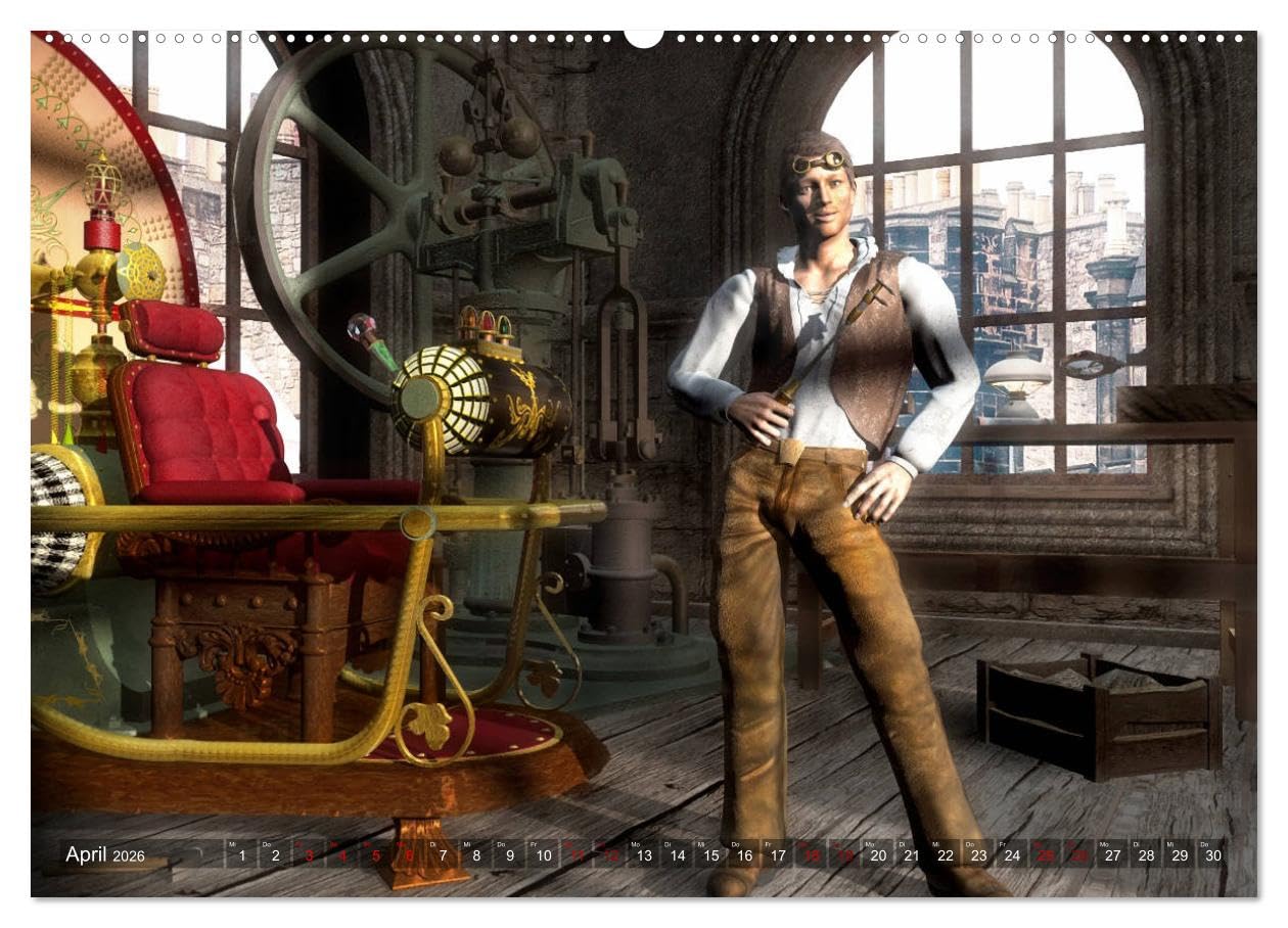 Steampunk Träume (hochwertiger Premium Wandkalender 2026 DIN A2 quer), Kunstdruck in Hochglanz: Die zauberhafte Welt des Steampunk in 12 verträumten Bildern. (CALVENDO Kunst)