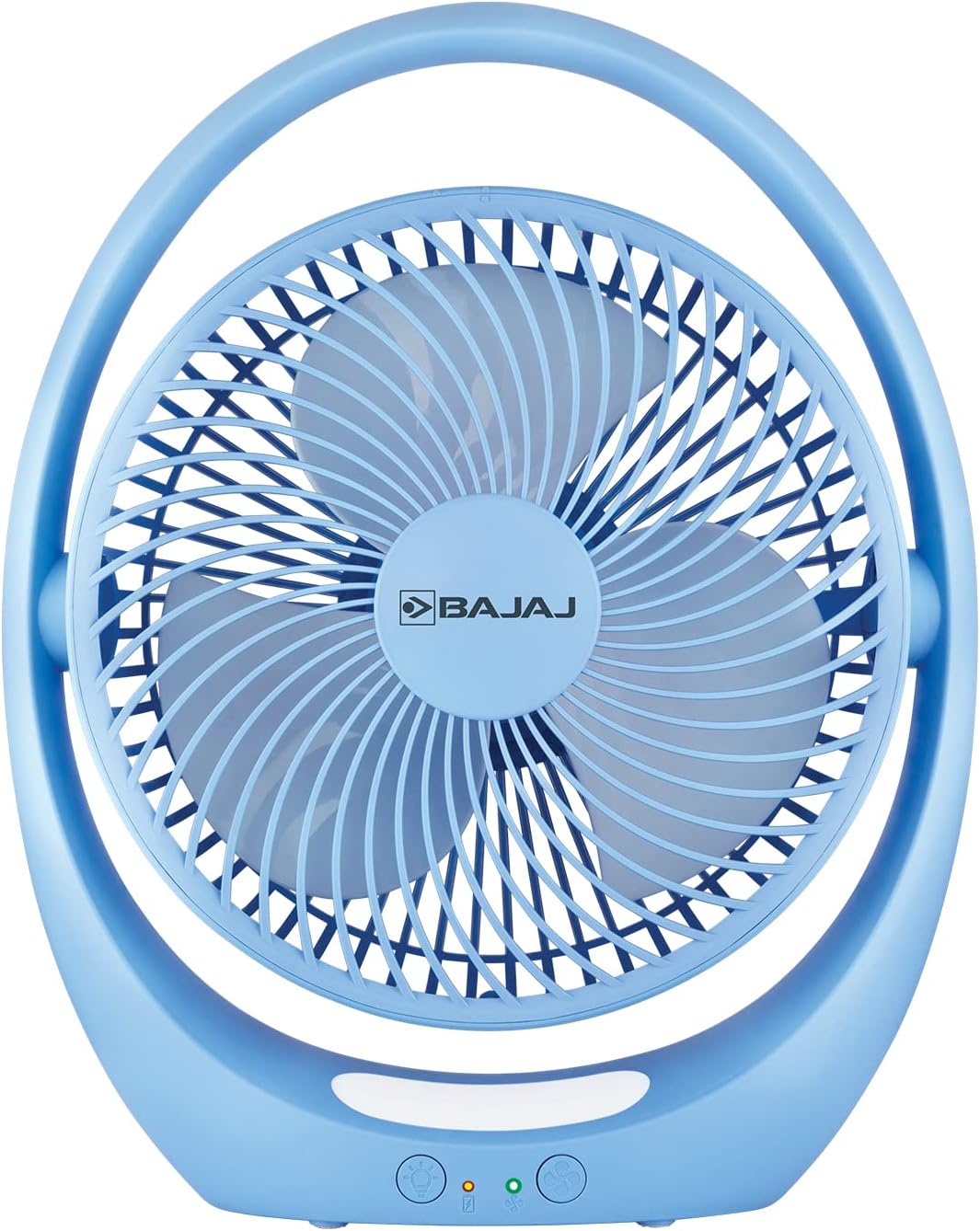 Bajaj Pygmy Go 178MM Mini Fan with LED Lighting | Rechargeable | USB Charging | 4-hours Battery Backup | 3 Speed | 2-Light Brightness Setting | High Speed | PortableใBlueใ