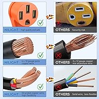 Vista 7 de Nilight Cable adaptador EV de 30 amperios a 50 amperios de cobre puro de 4 clavijas de cobre puro para secadora a enchufe EV, resistente calibre 10