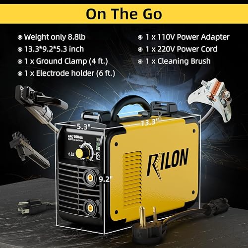 Miniatura 8 de Soldador de palo 110V220V, máquina de soldadura por arco 160A, ciclo de alta resistencia IGBT, kit de soldadura MMA de doble voltaje con fuerza de