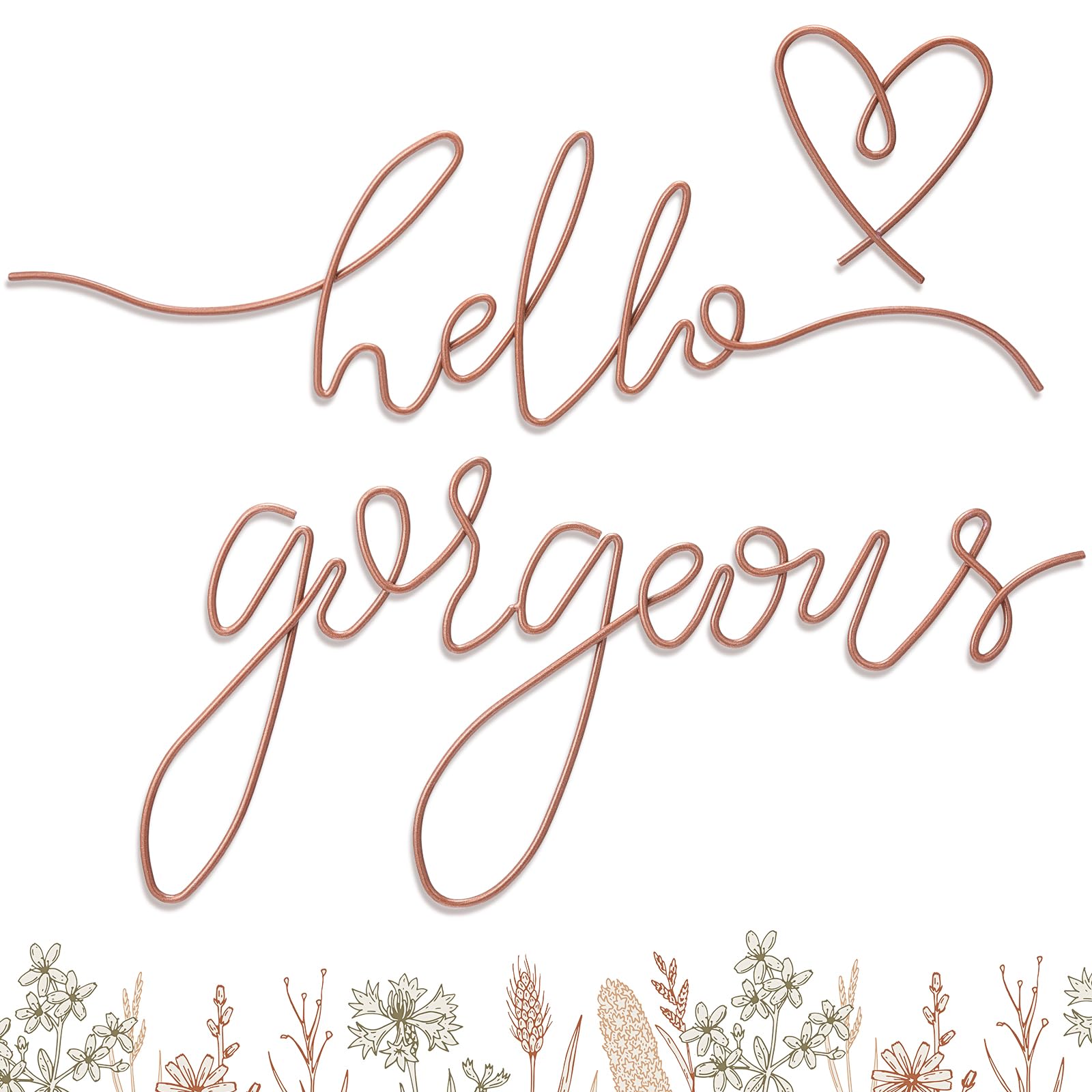 Hicarer Hello Gorgeous Metal Wall Art Decor Minimalist Decoration Metal Hello Gorgeous Decorative Sign for Living Room Office Bedroom Hotel Home Wall Decoration(Rose Gold)