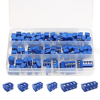 100PCS 2P 3P 4P 5mm/0.2inch PCB Mount Screw Terminal Block Connector for Arduino and Home Electronics Projects Cable 22-14AWG