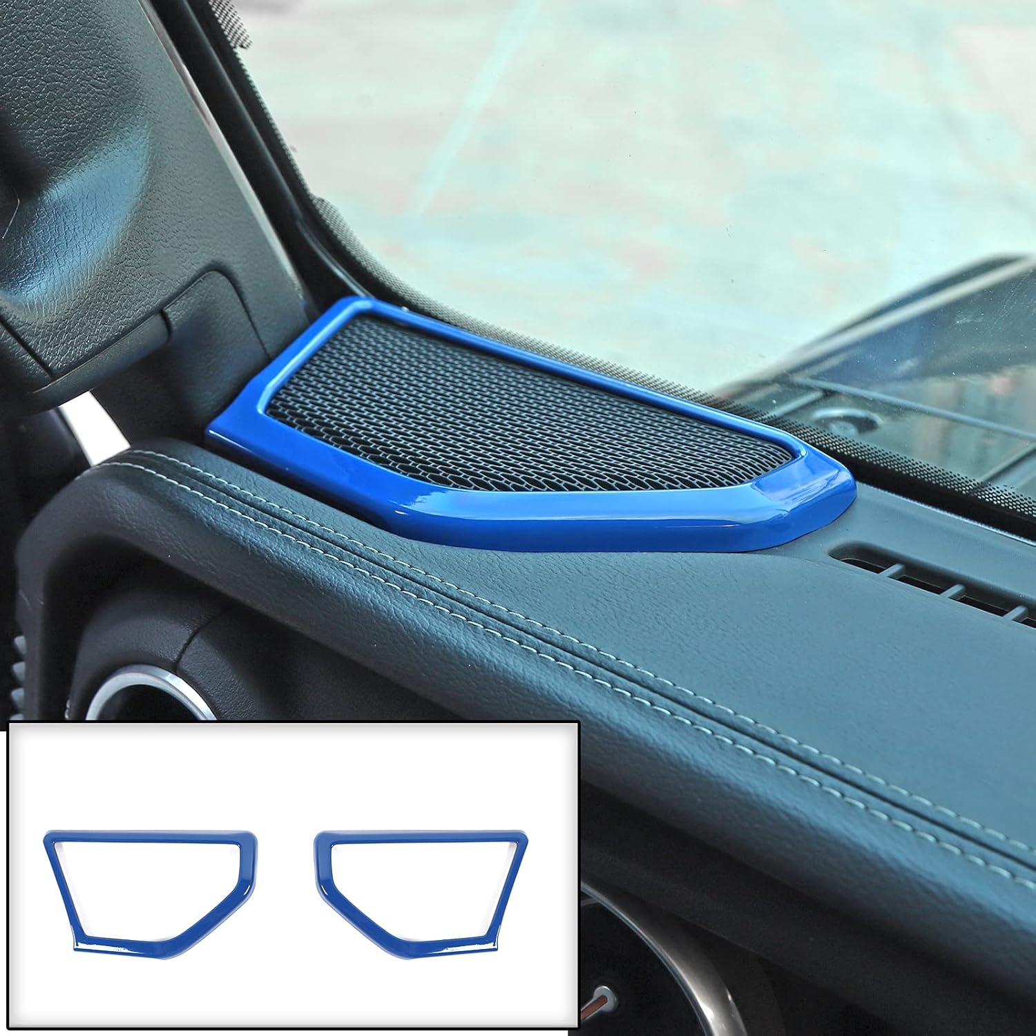 A pillar Speaker Decoration Cover Trim Interior Accessories for 2018 2019 2020 2021 2022 2023 2024 Jeep Wrangler JL JLU Gladiator JT (Blue)