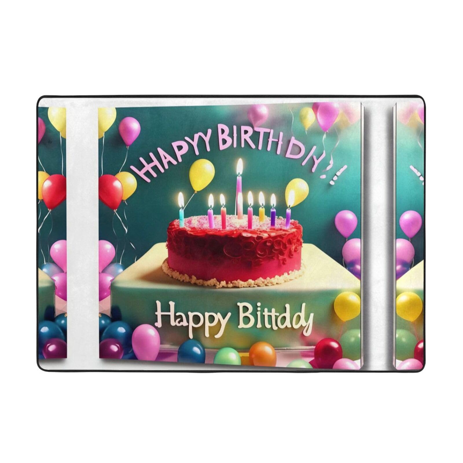 Tapis Happy Birthday 203x147 cm pour habiller le sol sous une table basse de salon