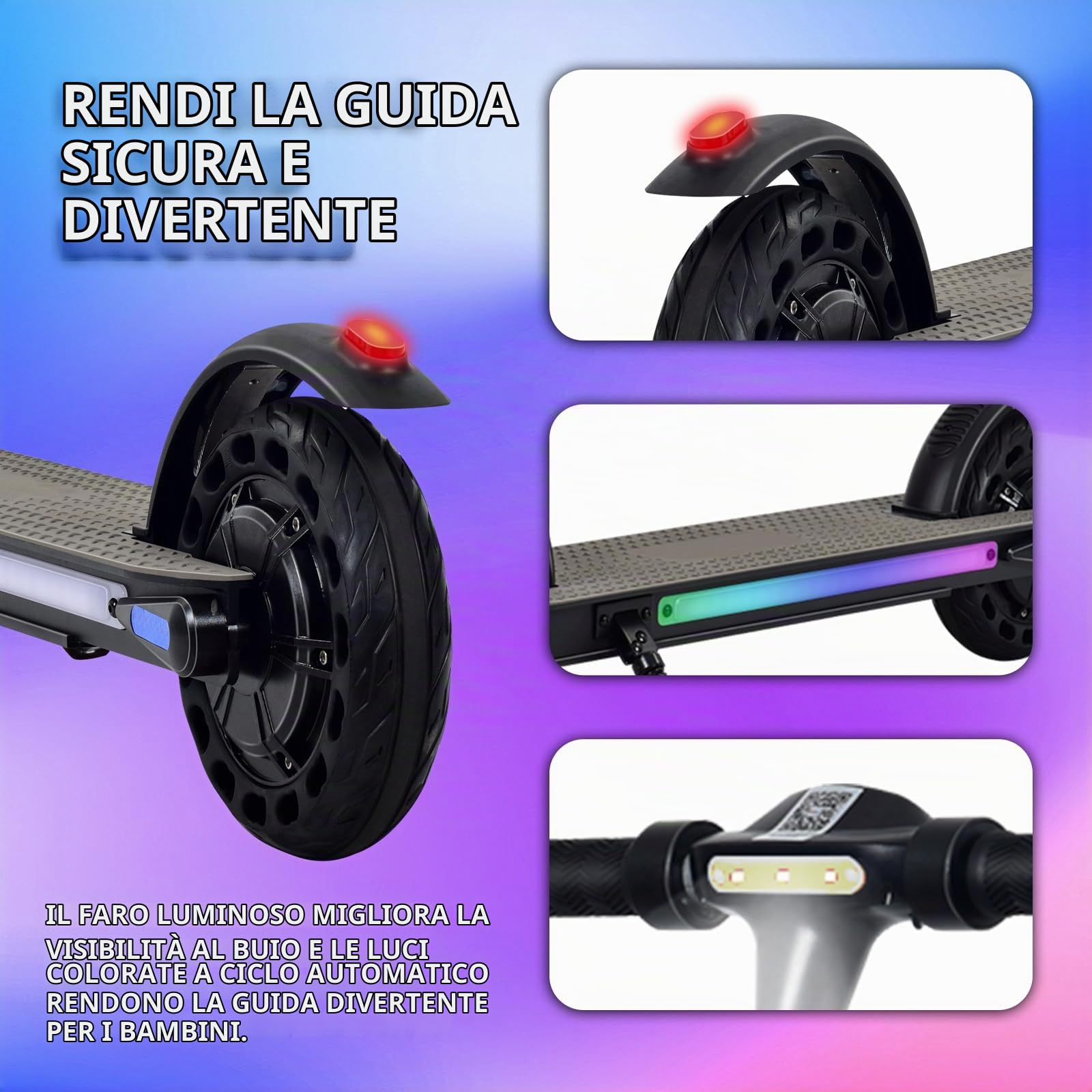 Monopattino Elettrico per Bambini e Ragazzi 8-16 Anni, Scooter Pieghevole con APP e Display LED, 25KM/H, Autonomia 20KM, Motore 250W, 3 Velocità Regolabili, Ruote da 8”, Carico 120KG