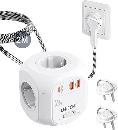 Lencent Cubo Regleta Enchufe 2m Con Carga Rápida Pd20w, Ladron Enchufes Plano 25…
