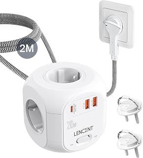 LENCENT PD20W Schnellladung 4 Fach Steckdosenleiste Flachstecker