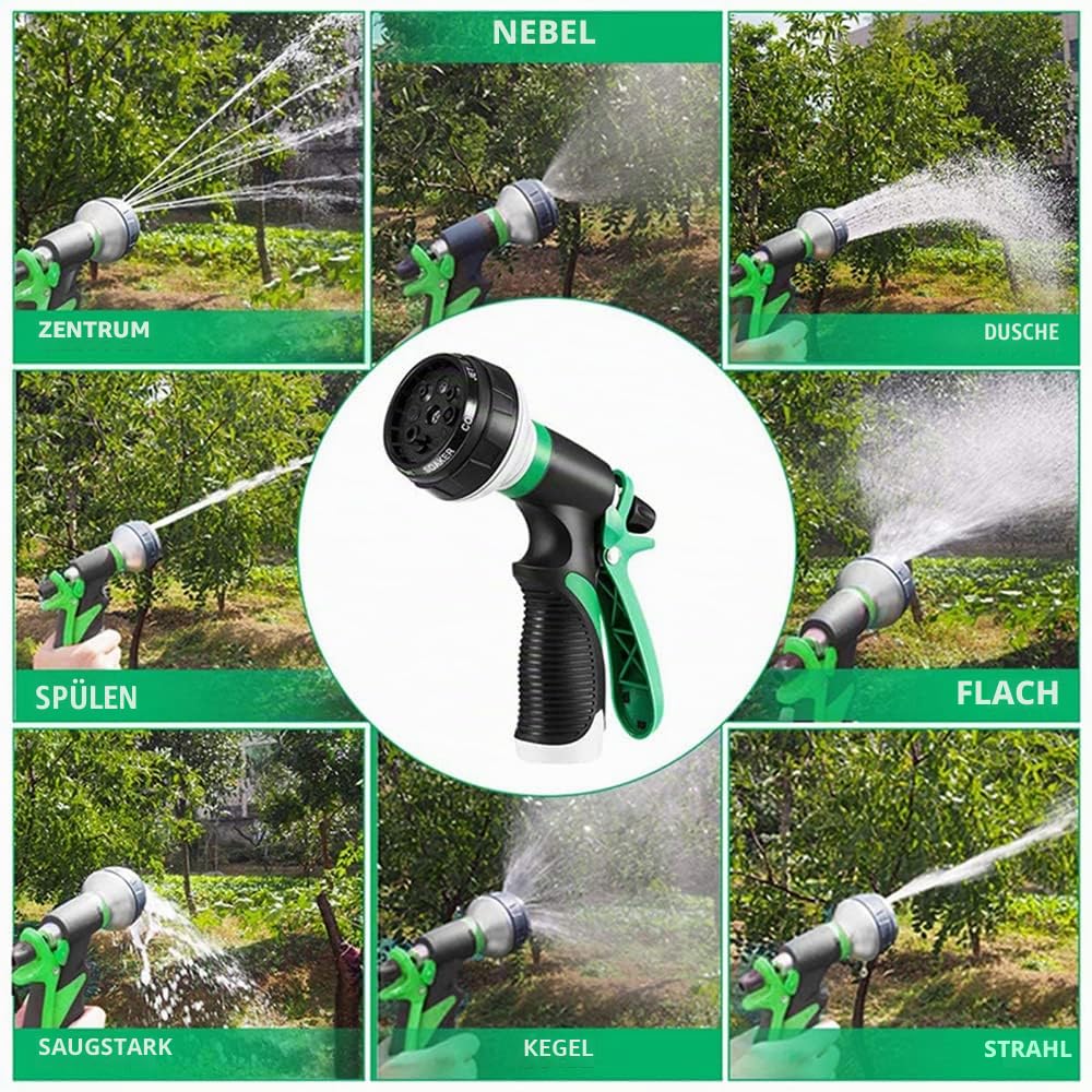 200 ft dehnbarer Gartenschlauch, flexibler Wasserschlauch mit extra starker Substanz, Handbrause mit 8 Funktionen, auslaufsicherer, leichter, dehnbarer Schlauch zum Bewässern und Waschen (60