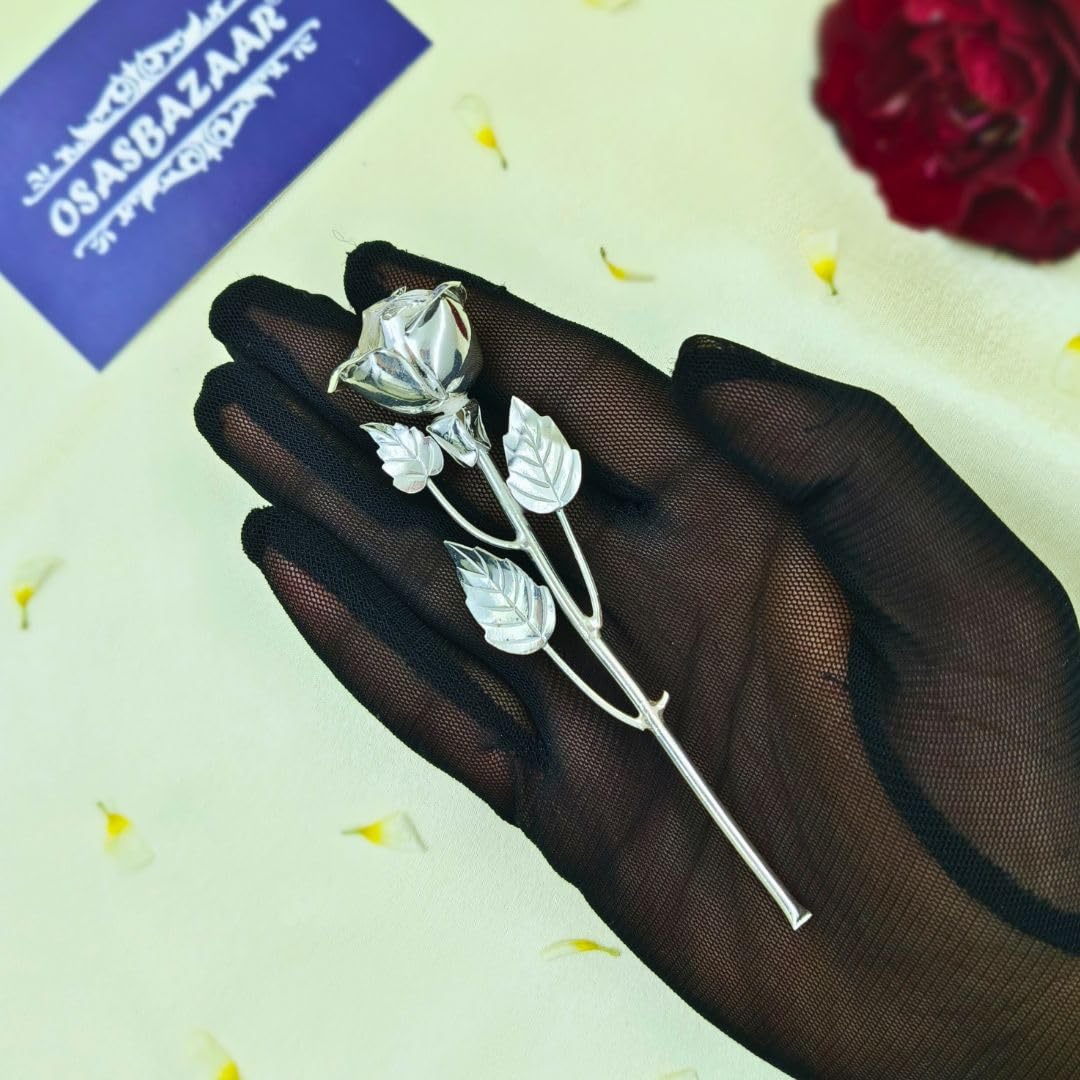 Osasbazaar Sterling Silver Artificial Rose Flower with Purity