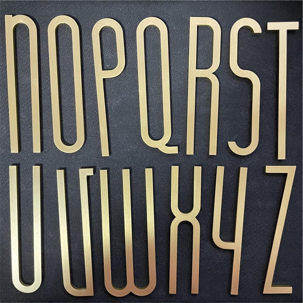 3.9Inch Self Adhesive Solid Brass English Letters for Wall Decor Metal House Numbers Mailbox Numbers Street Address Plaques Numbers Hardware (Number 5)