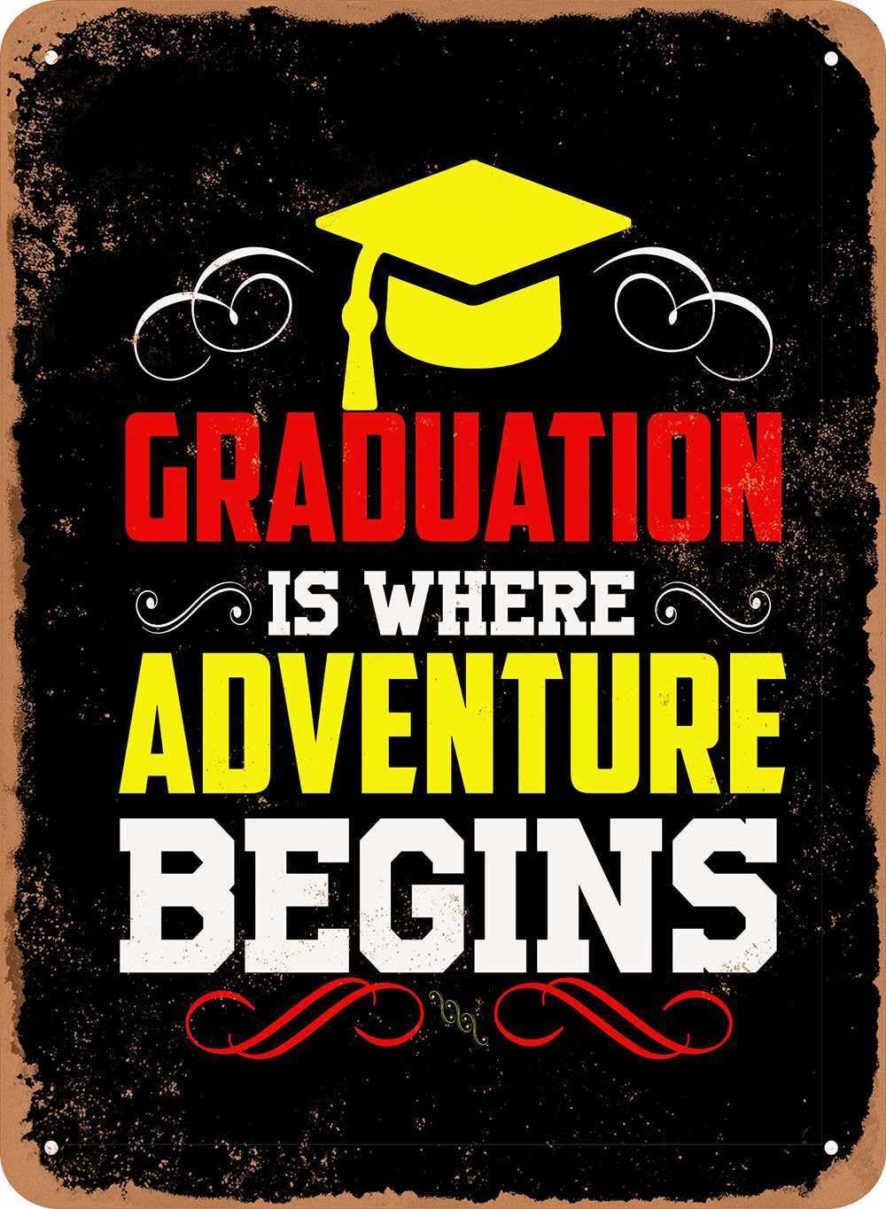 Metal Sign - Graduation is Where Adventure Begins - Vintage Look home decor